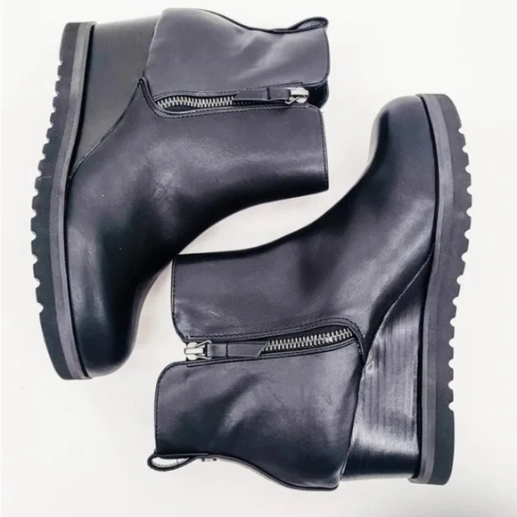 Elegant Black Leather Ankle Booties